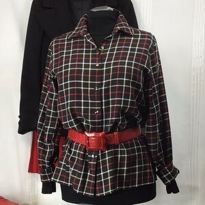 Foxcroft ‘Wrinkle Free’ Black Plaid Pearl Button Long Sleeve Shirt